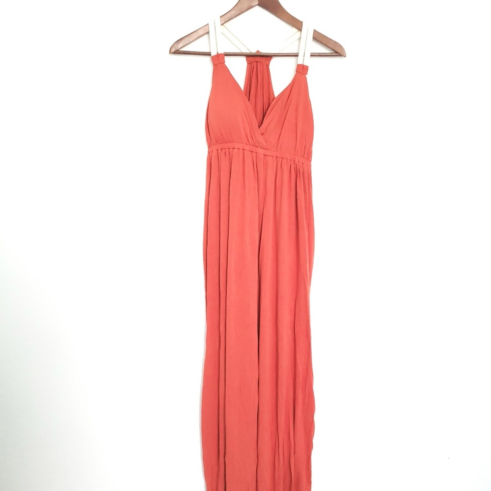 Pink Rose Orange Maxi Dress Size Medium